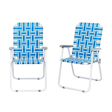 Convenient Folding Beach Chair, Steel Tube and PP Webbing Perfect for Outdoor Relaxation - 2Pcs