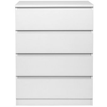 Modern Style Wooden Dresser with 4 Wide Drawers-White