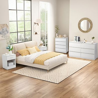 Modern Style Wooden Dresser with 4 Wide Drawers-White