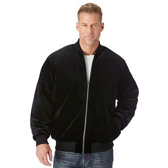 Kingsize Men's Big & Tall Velour Full Zip Bomber Jacket