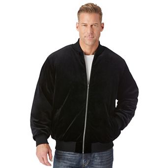 Kingsize Men's Big & Tall Velour Full Zip Bomber Jacket