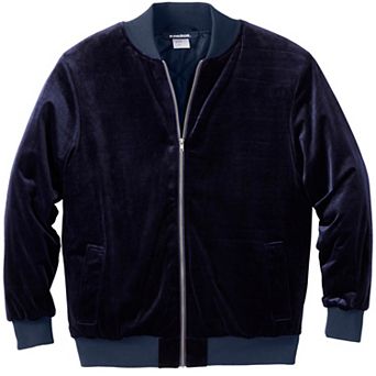 KingSize Men's Big & Tall Velour Full Zip Bomber Jacket