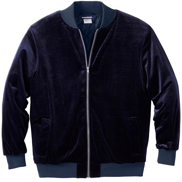 Kingsize Men's Big & Tall Velour Full Zip Bomber Jacket