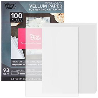 100 Sheet Translucent Vellum Paper - Traceable & Printable Vellum Paper 8.5 x 11