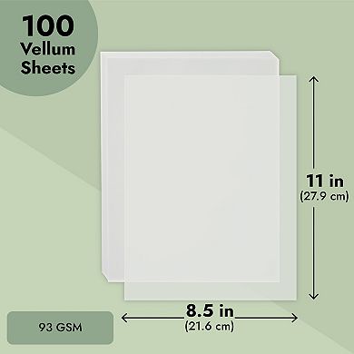 100 Sheet Translucent Vellum Paper - Traceable & Printable Vellum Paper 8.5 x 11
