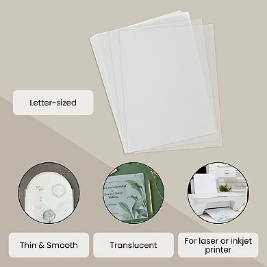 100 Sheet Translucent Vellum Paper - Traceable & Printable Vellum Paper 8.5 x 11
