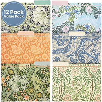 12 Pack File Folders with Floral Pattern, 1/3 Cut Tab, Letter-Size, 6 Designs
