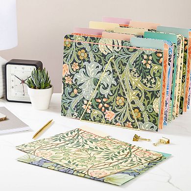 12 Pack William Morris Floral File Folders, 1/3 Cut Tab, Letter-Size, 6 Designs