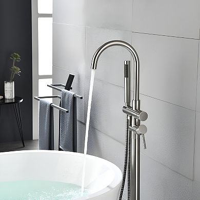 Modern Style Luxury Freestanding Bathtub Faucet, Brushed Nickel