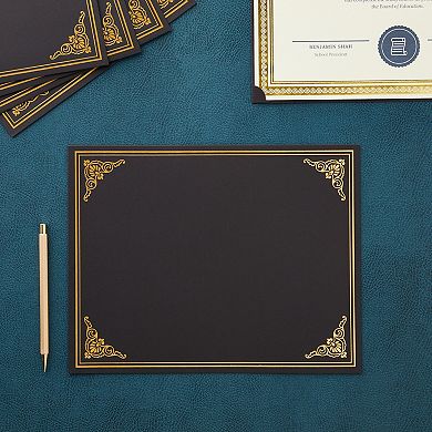12-pack Black Certificate Holders - Use As Award, Diploma Cover, Letter-size