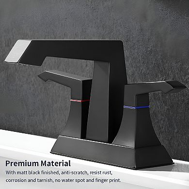 Contemporary Heavy Duty Deck Mounted 2-Handle Bathroom Sink Faucet-Matte Black
