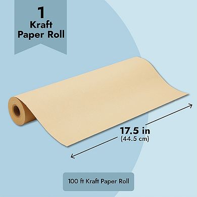 Kraft Paper Roll 17.5 X 1200 In, Brown Shipping Paper For Wrapping (100 Feet)