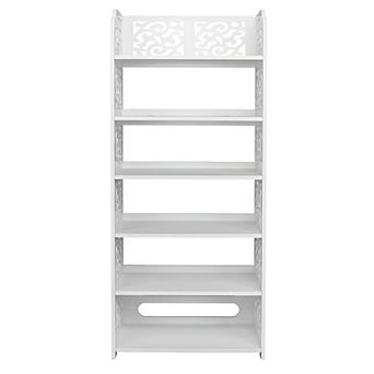 Six-Tier Carved Shoe Rack - Wood-Plastic Board, Waterproof and Easy to Clean