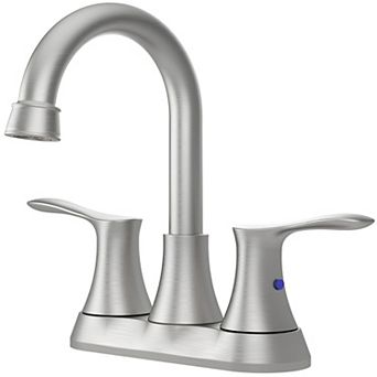 Bathroom Faucet Brushed Nickel, 4" 2-handle Centerset Basin Faucet With Pop-up Drain