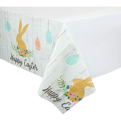 3x Happy Easter Plastic Party Tablecloth With Bunny Rabbit For Party 54x108”
