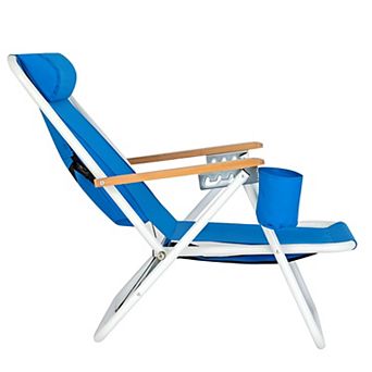 Portable High Strength Beach Chair With Adjustable Headrest - Blue