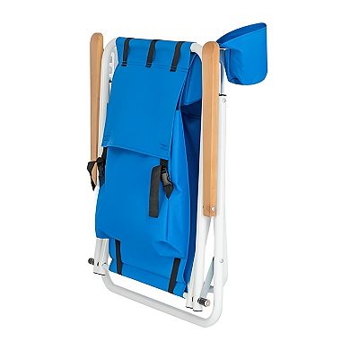 Portable High Strength Beach Chair With Adjustable Headrest - Blue