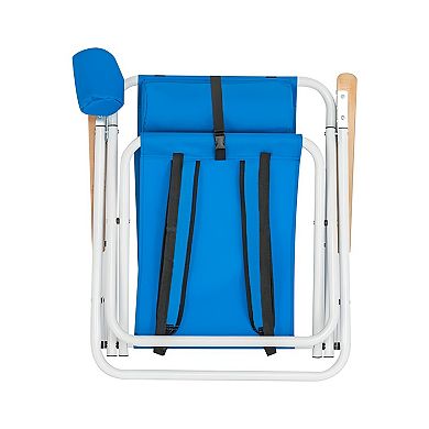 Portable High Strength Beach Chair With Adjustable Headrest - Blue