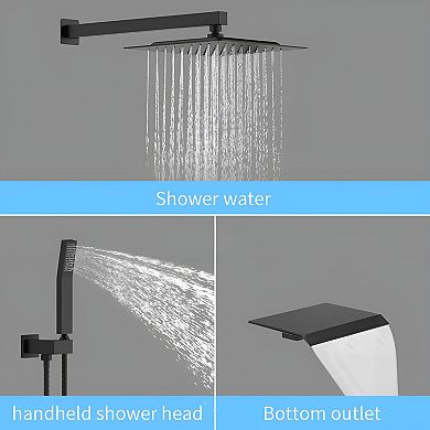 Premium Wall Mounted Rain Mixer Shower Faucet Set-Matte Black