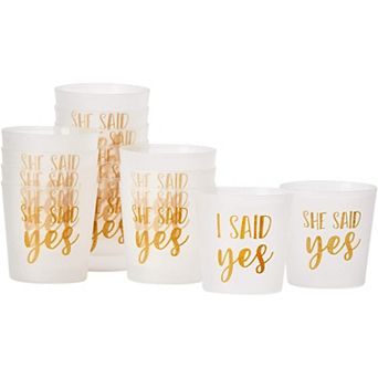 15 Pack Plastic Shot Glasses, Bachelorette Party, Frosted W/ Gold Foil, 3.7oz