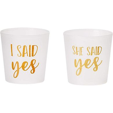 15 Pack Plastic Shot Glasses, Bachelorette Party, Frosted W/ Gold Foil, 3.7oz