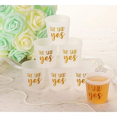 15 Pack Plastic Shot Glasses, Bachelorette Party, Frosted W/ Gold Foil, 3.7oz