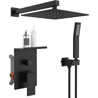 Rainfall Shower System With Storage Rack 10 Inch Shower Faucet Set