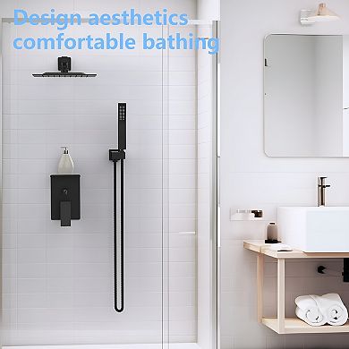 Rainfall Shower System With Storage Rack 10 Inch Shower Faucet Set