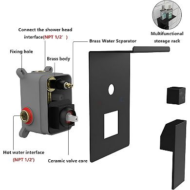 Rainfall Shower System With Storage Rack 10 Inch Shower Faucet Set