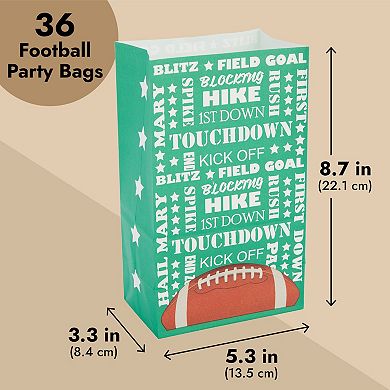 36 Pack Football Snack Bags For Kids Sports Birthday Supplies, 5.3 X 8.7 X 3.3"