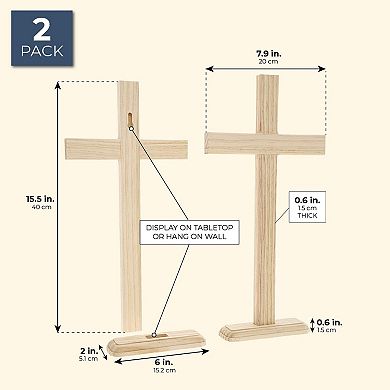 2x Easter Unfinished Wood Crosses For Crafts Table Displays Home Decor 7.9x15.5"