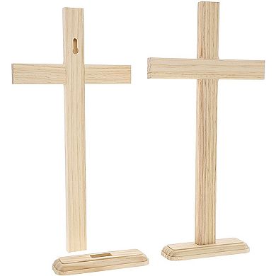 2x Easter Unfinished Wood Crosses For Crafts Table Displays Home Decor 7.9x15.5"