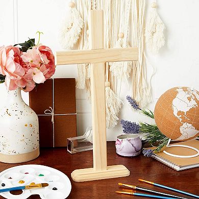 2x Easter Unfinished Wood Crosses For Crafts Table Displays Home Decor 7.9x15.5"