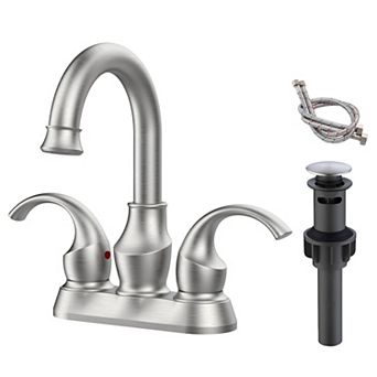 Bathroom Faucet 2-handle Brushed Nickel With 360 Degree Rotating Spout