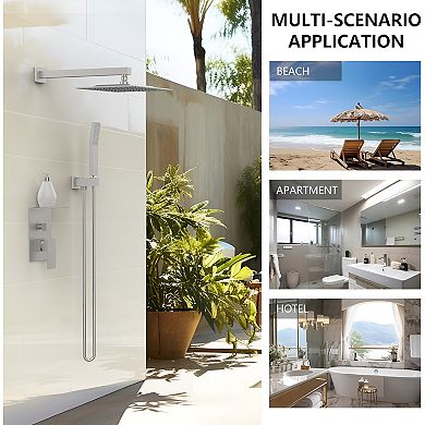 Rainfall Shower System With Storage Rack 10 inch Shower Faucet Set