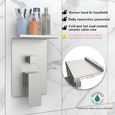 Rainfall Shower System With Storage Rack 10 inch Shower Faucet Set