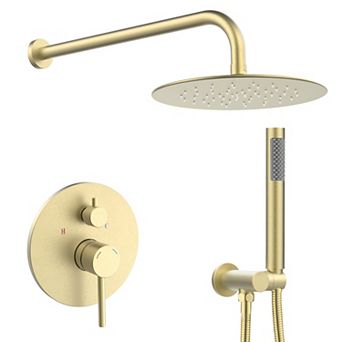 Wall-Mounted Shower System with 10 Inch Rainfall Shower Head and Handheld Shower Faucet