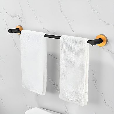 Bathroom Hardware Set, Thicken Space Aluminum 6 Pcs Towel Bar Set- Black Gold