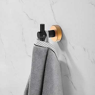 Bathroom Hardware Set, Thicken Space Aluminum 6 Pcs Towel Bar Set- Black Gold