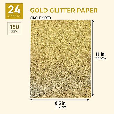 24 Sheets Glitter Gold Craft Paper For Scrapbook,single Sided, 8.5 X 11 Inches