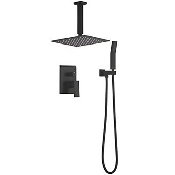 Matte Black Luxury Shower System - Ceiling Mounted Rainfall Shower Head