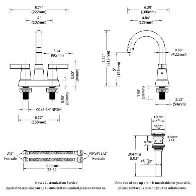Elegant Bathroom Faucet - Easy-Clean Surface Resists Fingerprints, Water Spots, and Tarnishing