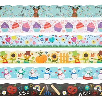 6 Rolls 234 Feet Holiday Scalloped Bulletin Board Borders Strips For Classroom