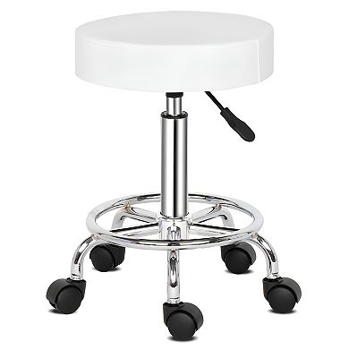 Ha Ha Feet Rotation Round Shape Bar Stool-White