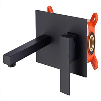 Wall Mount Single Handle 2 Holes Brass Rough-in Valve Included, Matte Black