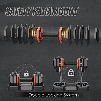 55lb 5 In 1 Single Adjustable Dumbbell Free Dumbbell Weight Adjust With Anti-slip Metal Handle