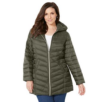 Catherines Women's Plus Size Petite Packable Puffer Coat