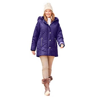 Catherines Women's Plus Size Faux Fur Hood Puffer Coat