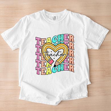 Simply Sage Market Teacher Pencil Heart Garment Dyed Tee