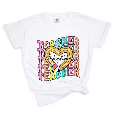 Simply Sage Market Teacher Pencil Heart Garment Dyed Tee